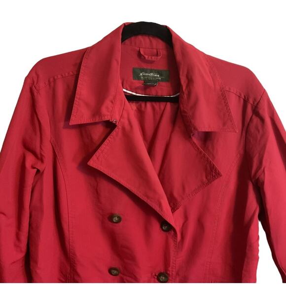 EDDIE BAUER Double Breasted Long Sleeve Red Soft Shell Pea Coat Women's Size XL - Picture 4 of 11